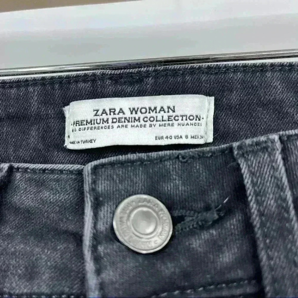 Zara Woman Premium Denim Black Skinny Distressed Jeans Size 8 - Picture 11 of 12